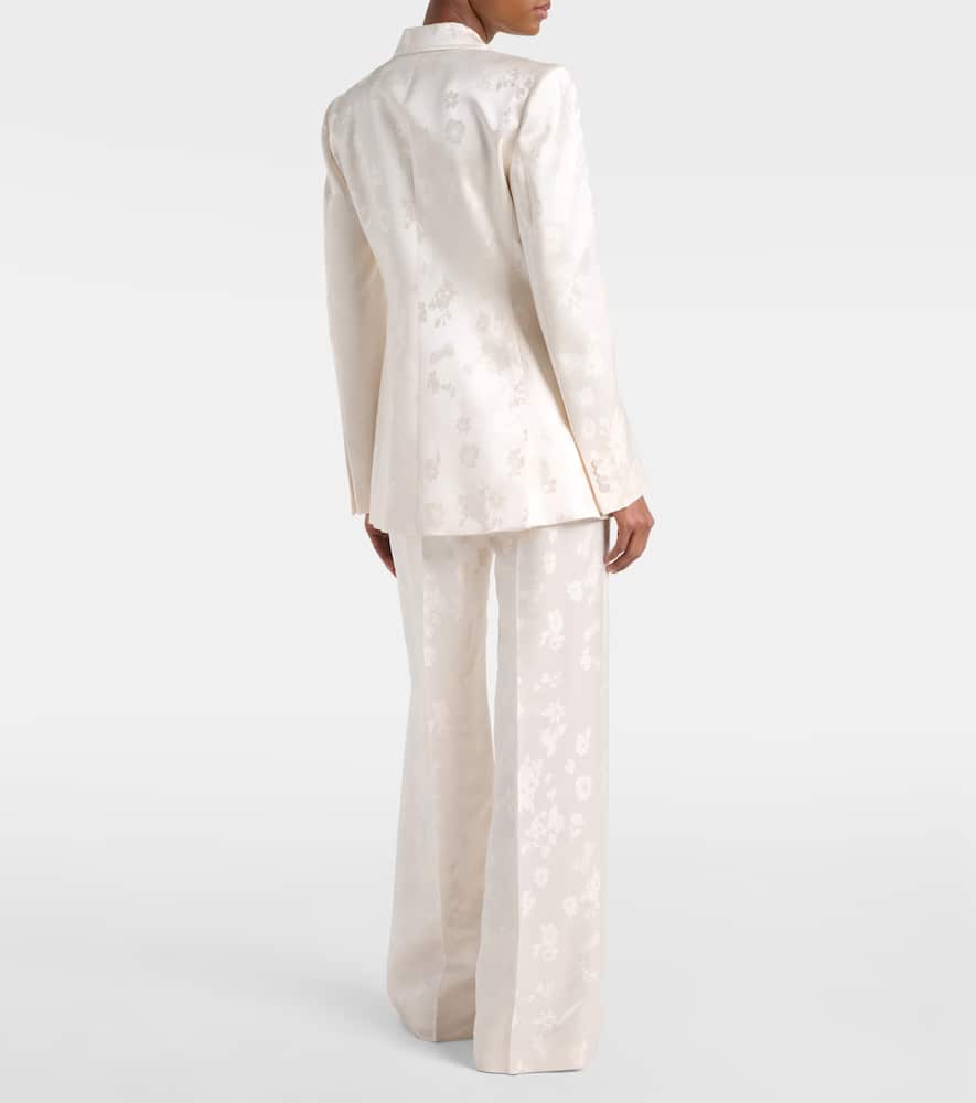 Norman embroidered silk wide-leg pants