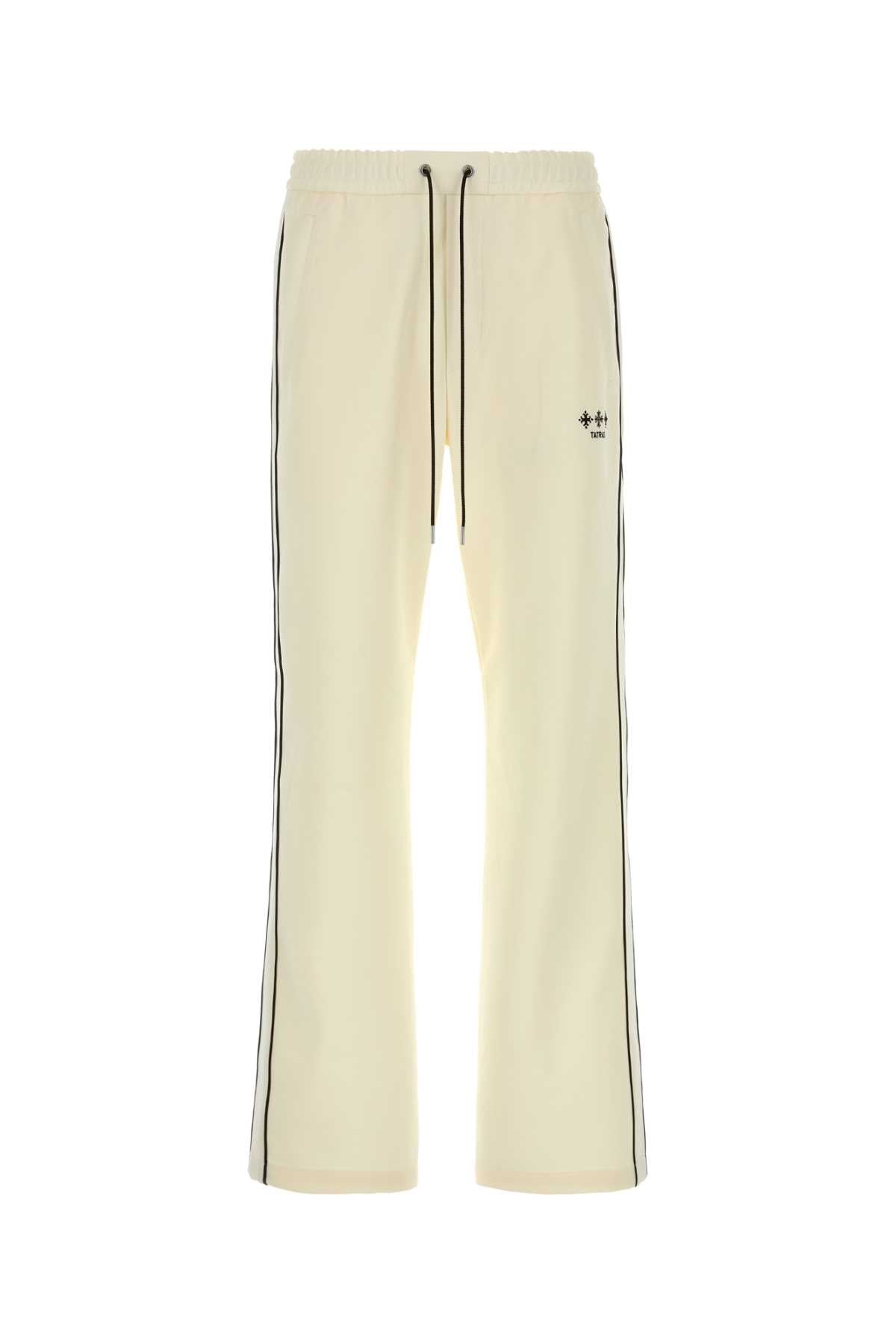 Contrast-Striped Joggers — Ivory