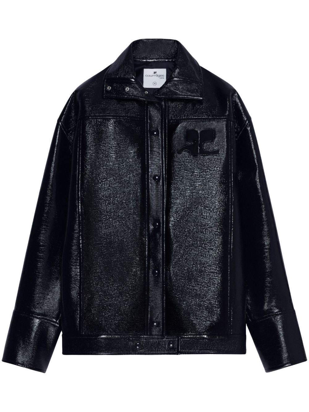 High-neck vinyl jacket - Black