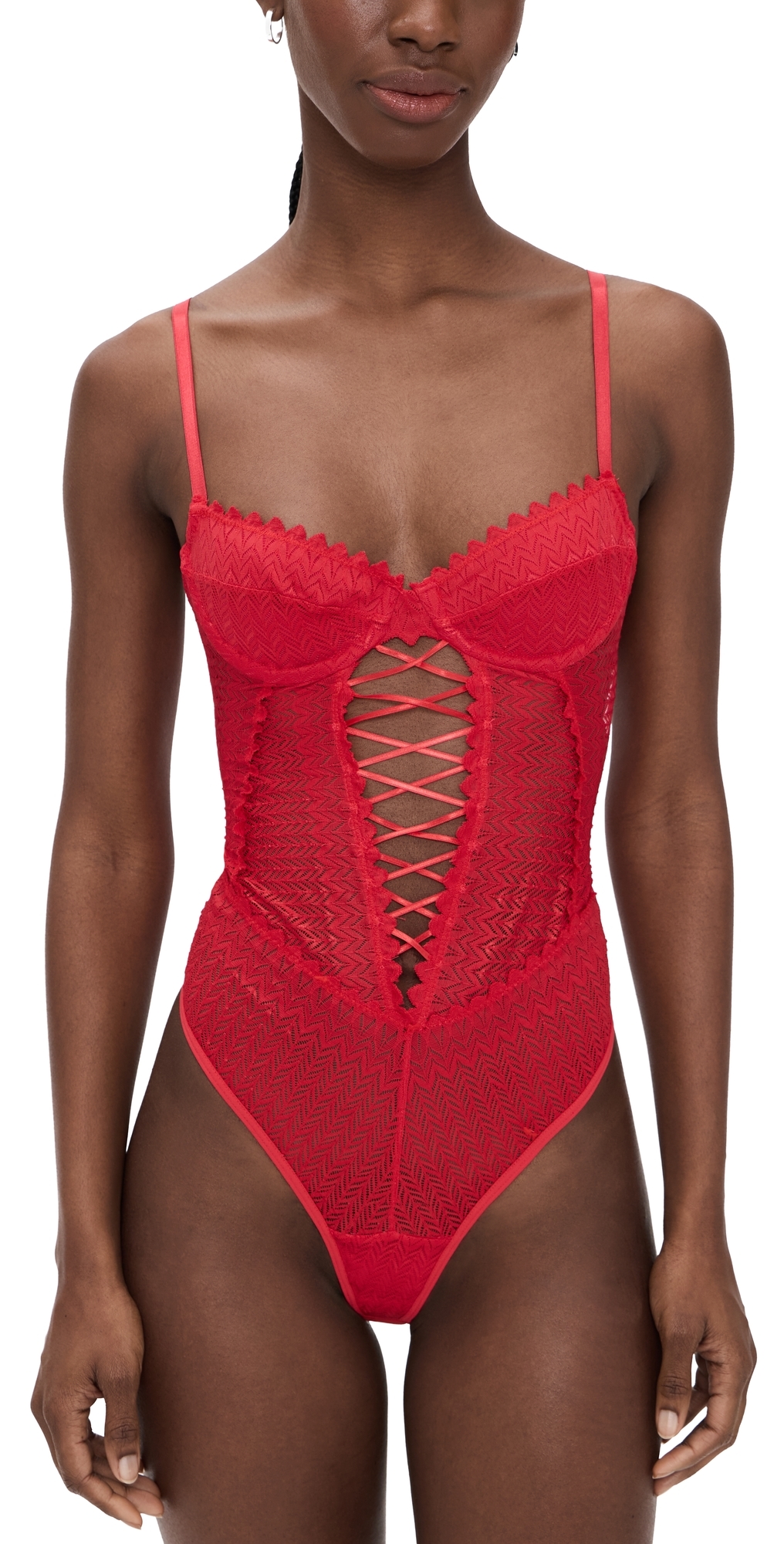Aryanna Thong Bodysuit Campari