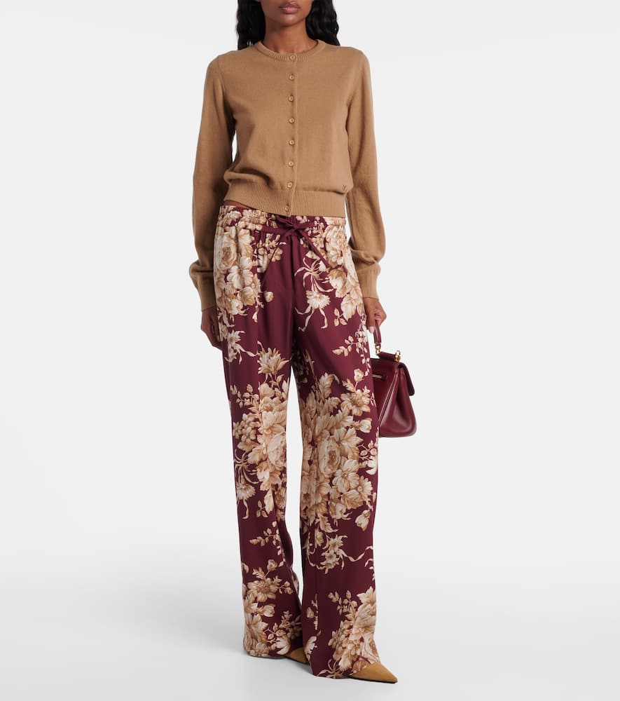 Floral silk-blend wide-leg pants