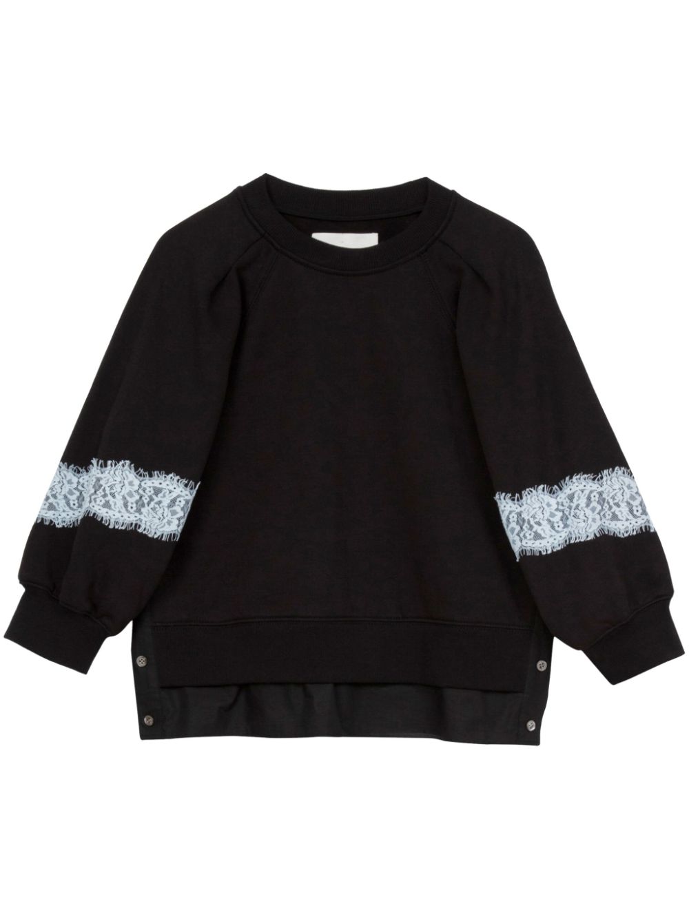 Lace-detail cotton sweatshirt - Black