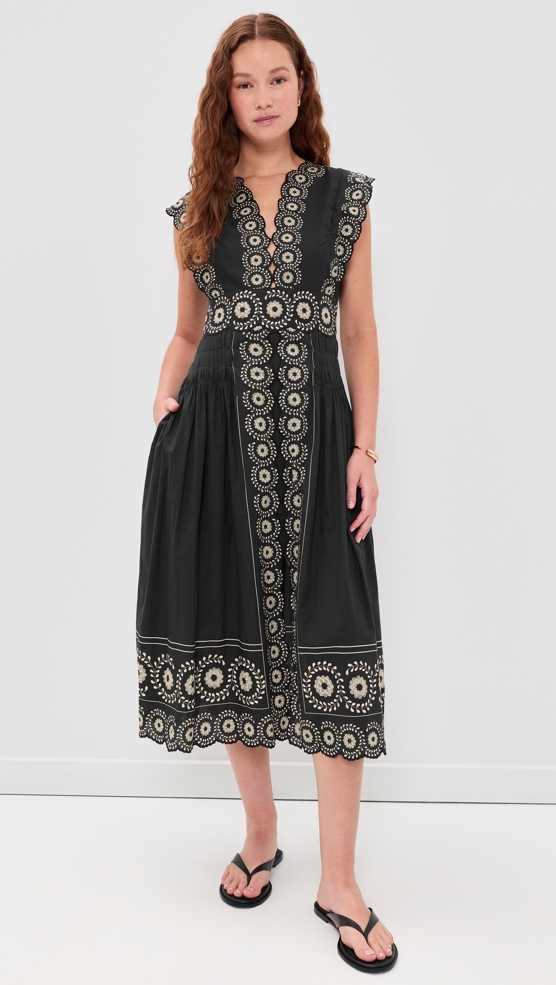 Mirabel Print Midi Dress Black