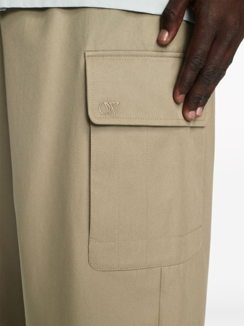 Wide-leg cargo trousers - Neutrals