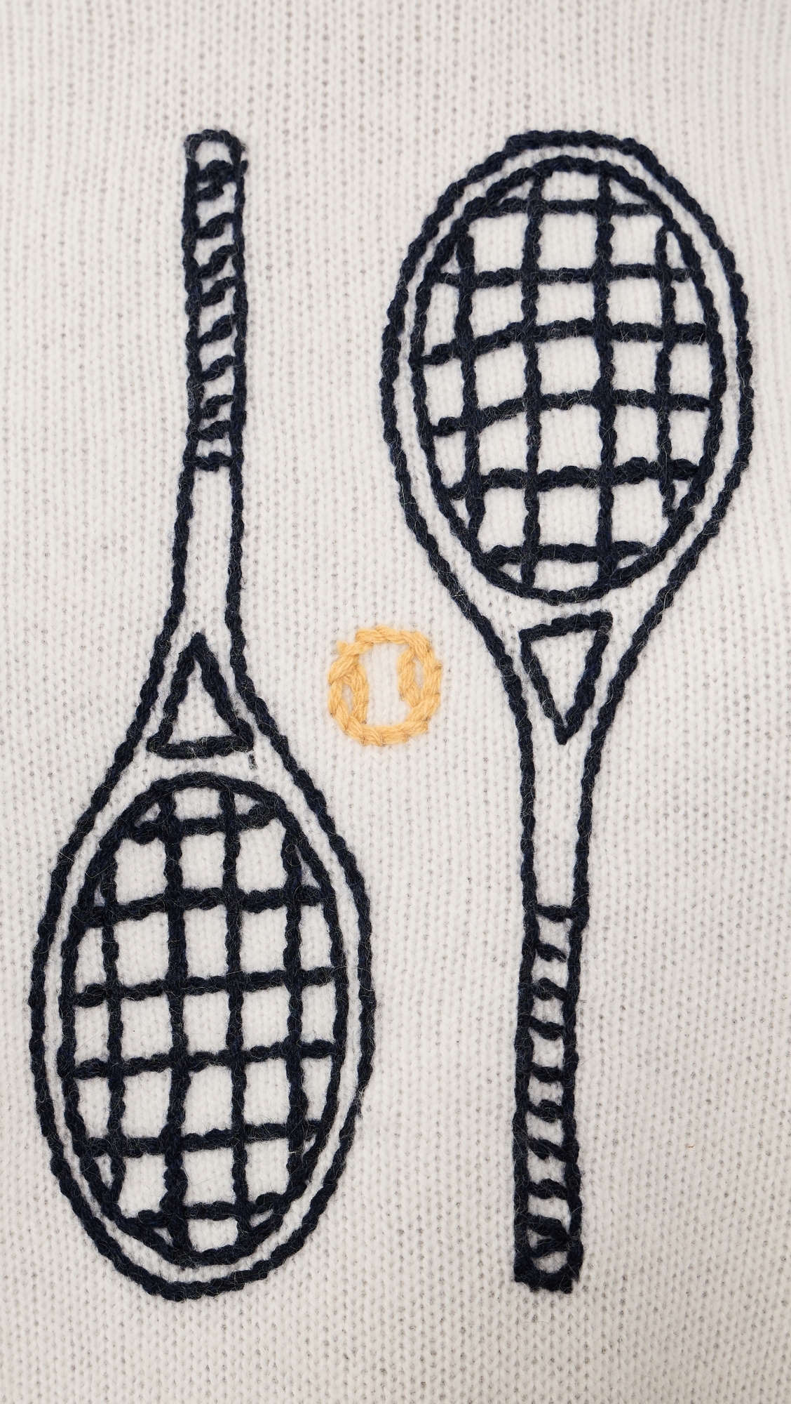 Cashmere Tennis Racquet Sweatshirt Soft White Combo