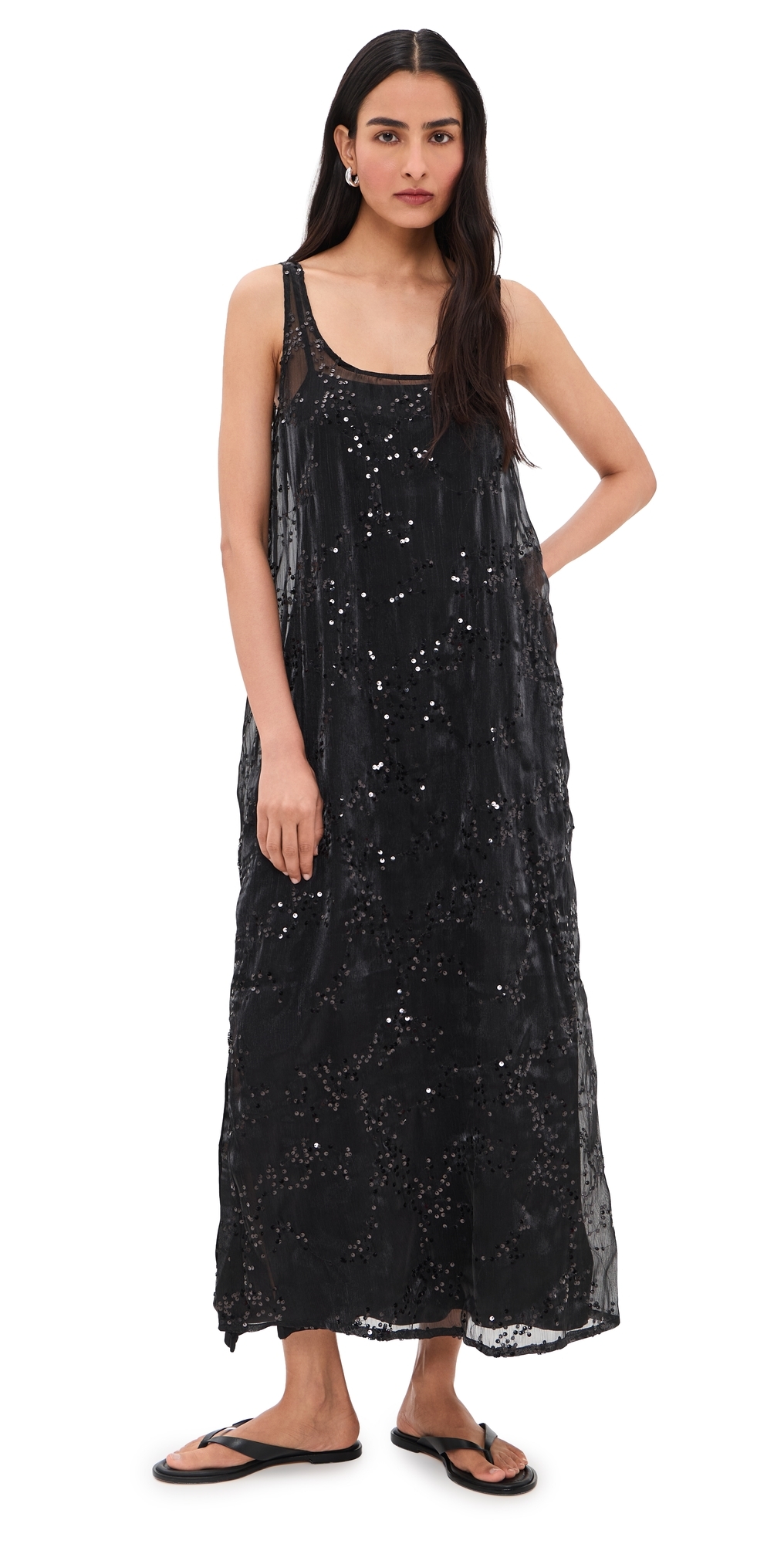 Neve Sequin Midi Dress Black Black