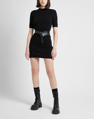 Wool Blend Short Sleeve Knit Dress Woman Mini dress Black Size L Lyocell, Recycled polyamide, Recycled wool, Recycled cashmere