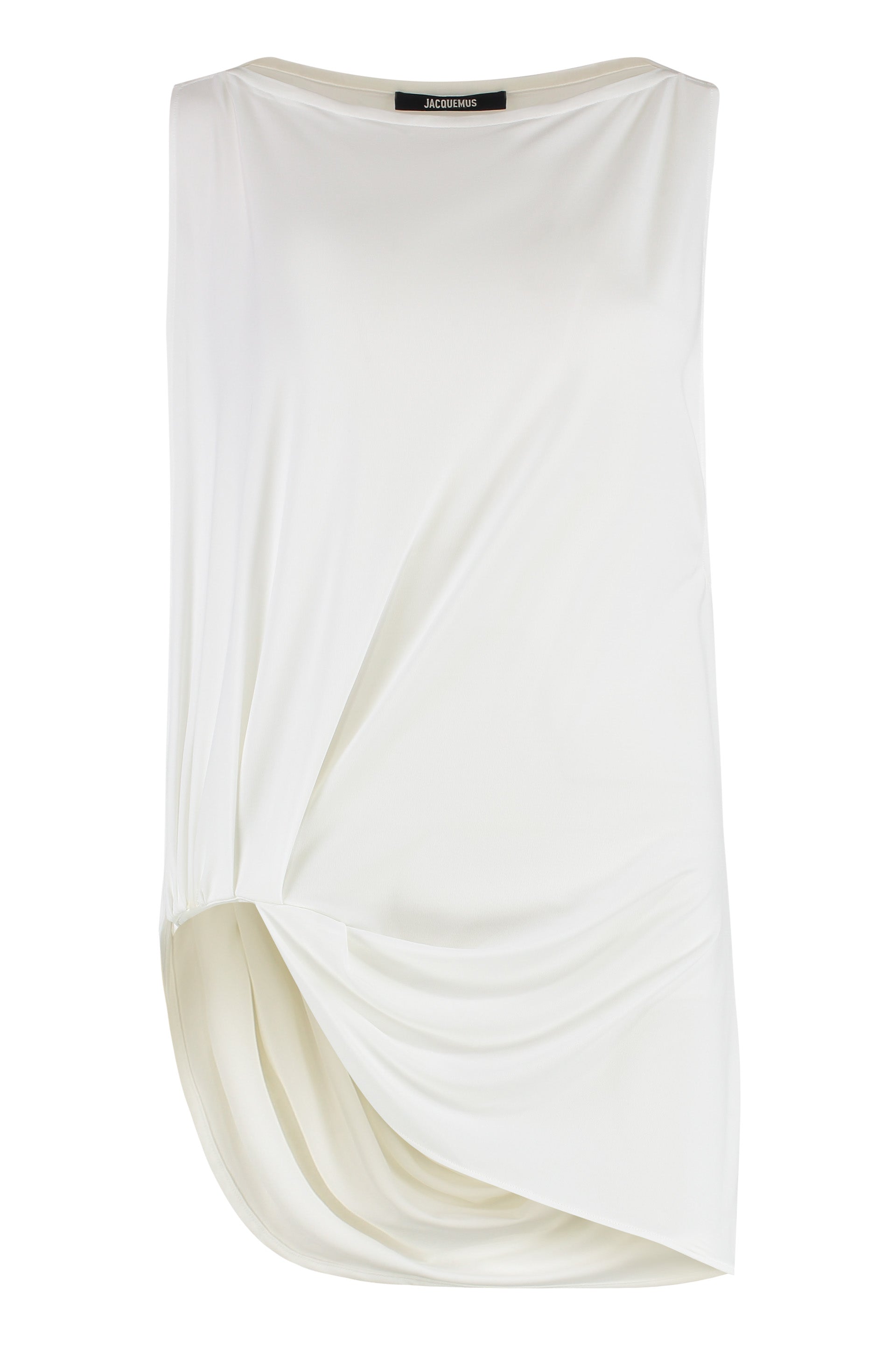 Square-Neck Side Cut-Out Blouse — White