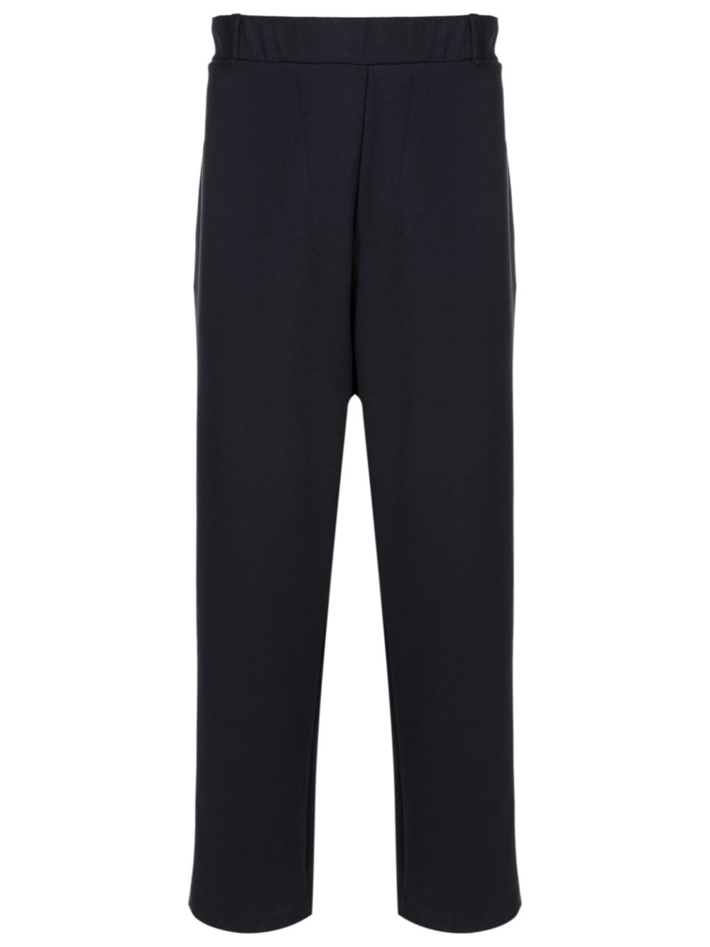 Fine-ribbed straight-leg trousers - Black
