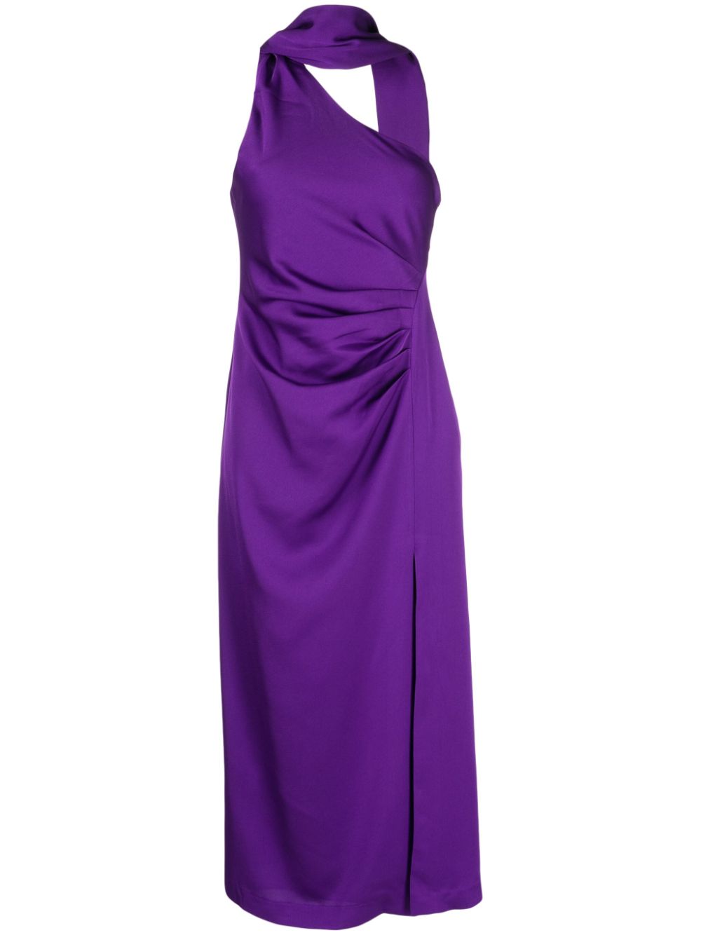 Estra satin-finish scarf-detail dress - Purple