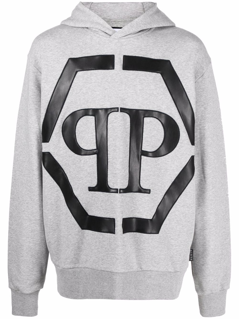 Hexagon logo-print hoodie - Grey