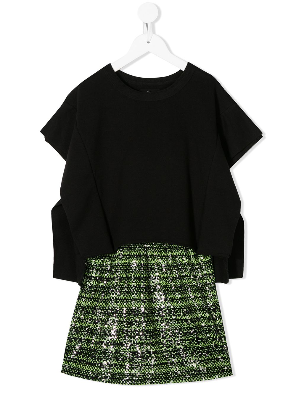 Sequinned panel layered dress - Black