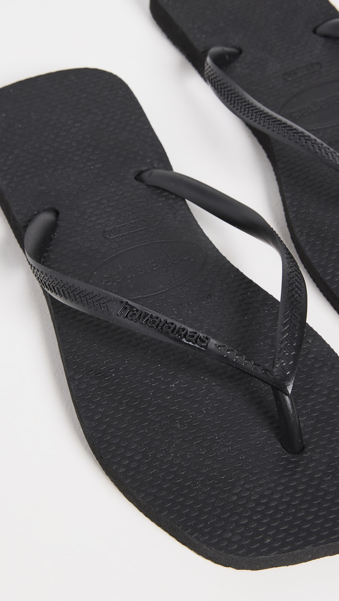 Slim Square Solid Flip Flops Black 8