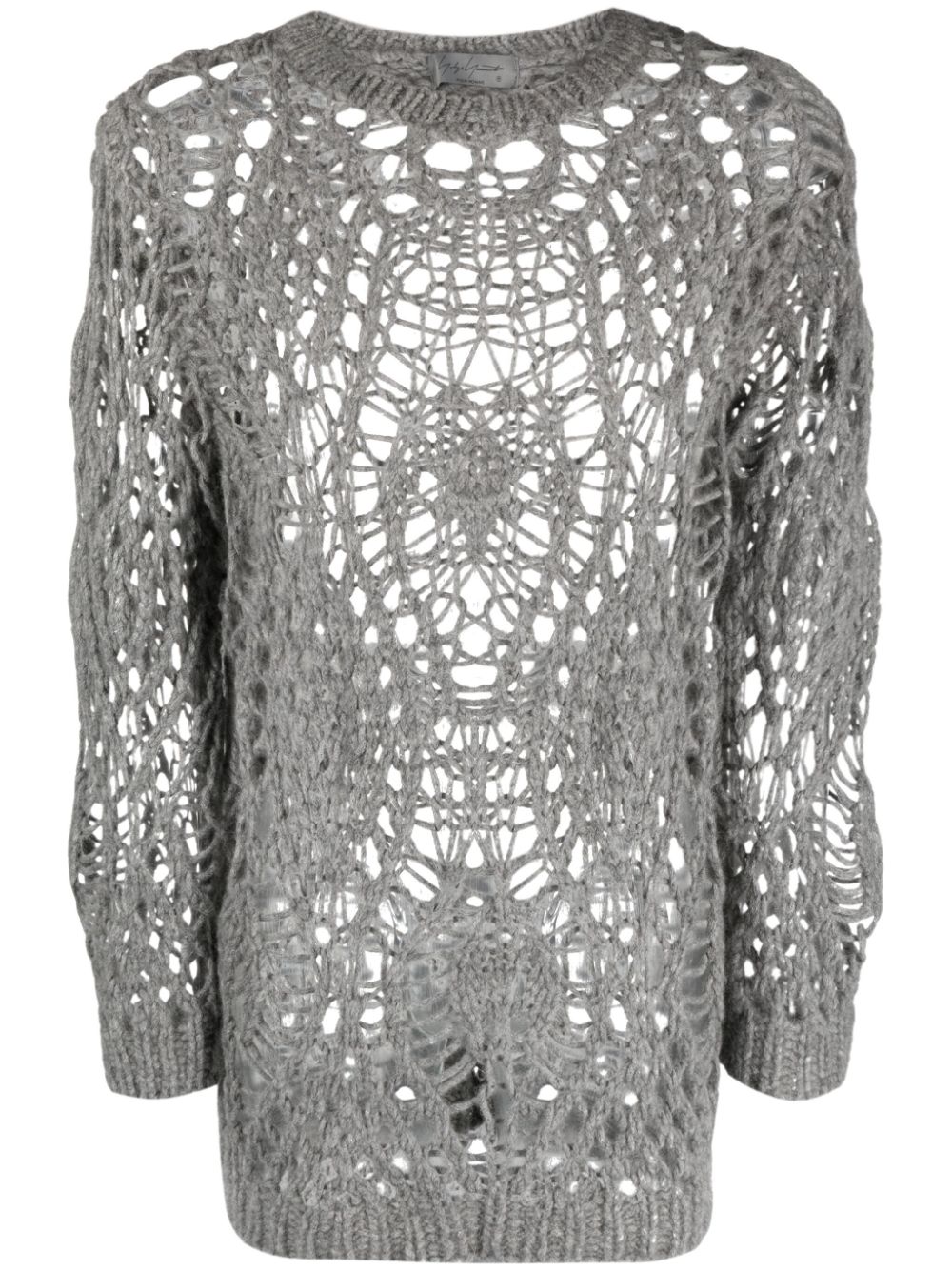 Open-knit crew-neck jumper - Grey