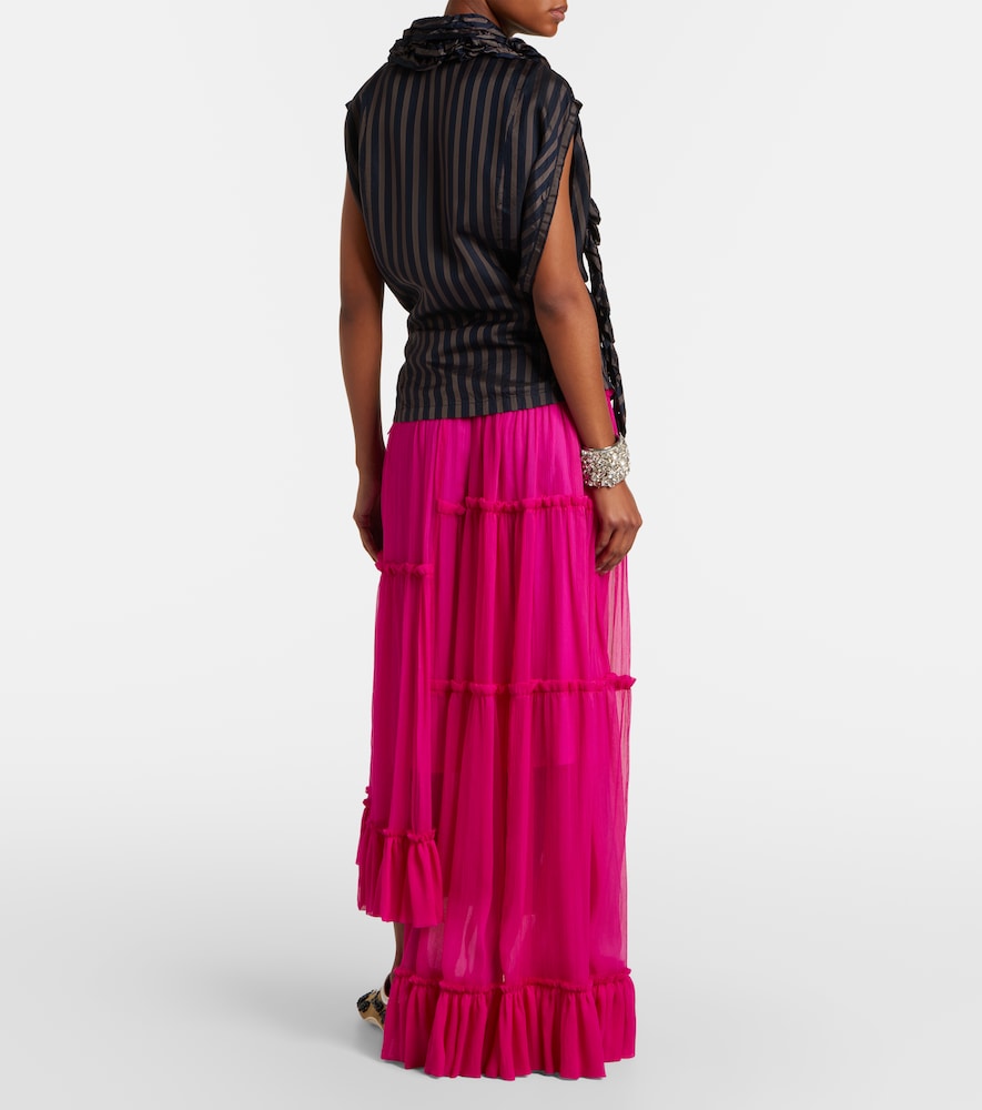 Asymmetric silk muslin skirt