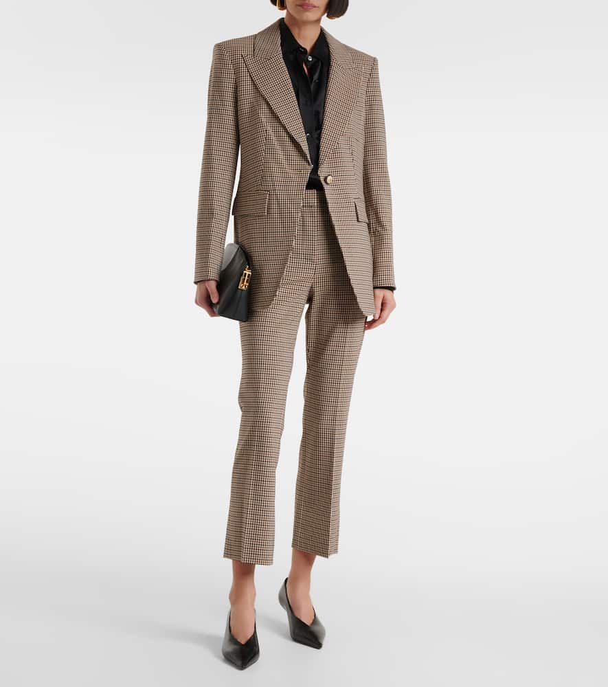 Arte Houndstooth high-rise cropped pants