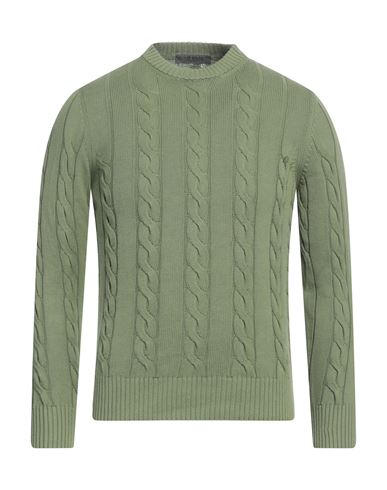 Man Sweater Military green Size 40 Cotton