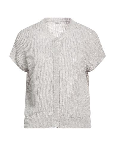 Woman Cardigan Grey Size 6 Linen, Polyamide