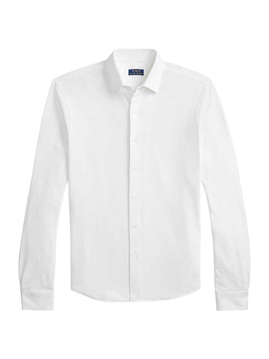 Men's Textured Honeycomb Cotton Shirt - White