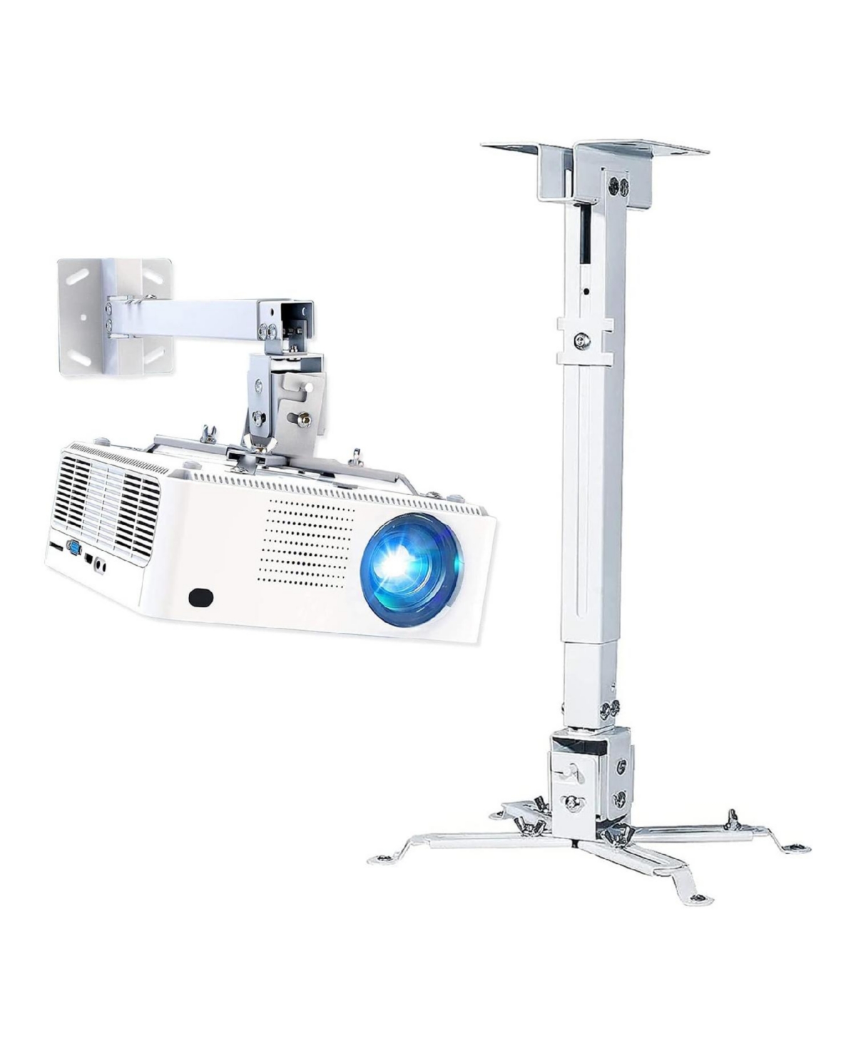 Projector Ceiling Wall Mount Adjustable Low Profile Universal Projector Holder Capacity 40lb - White