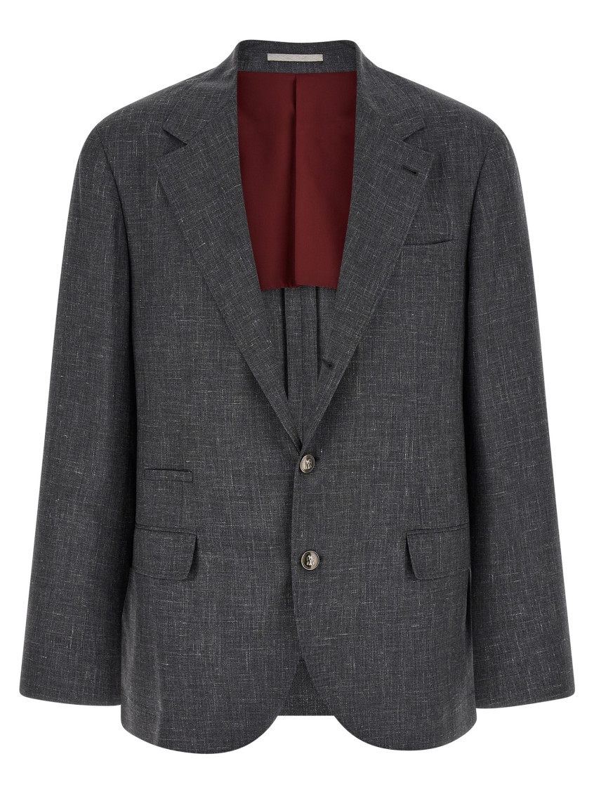 Slubbed Buttons Blazer