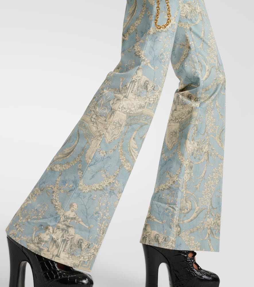 Ray printed high-rise cotton flared pants