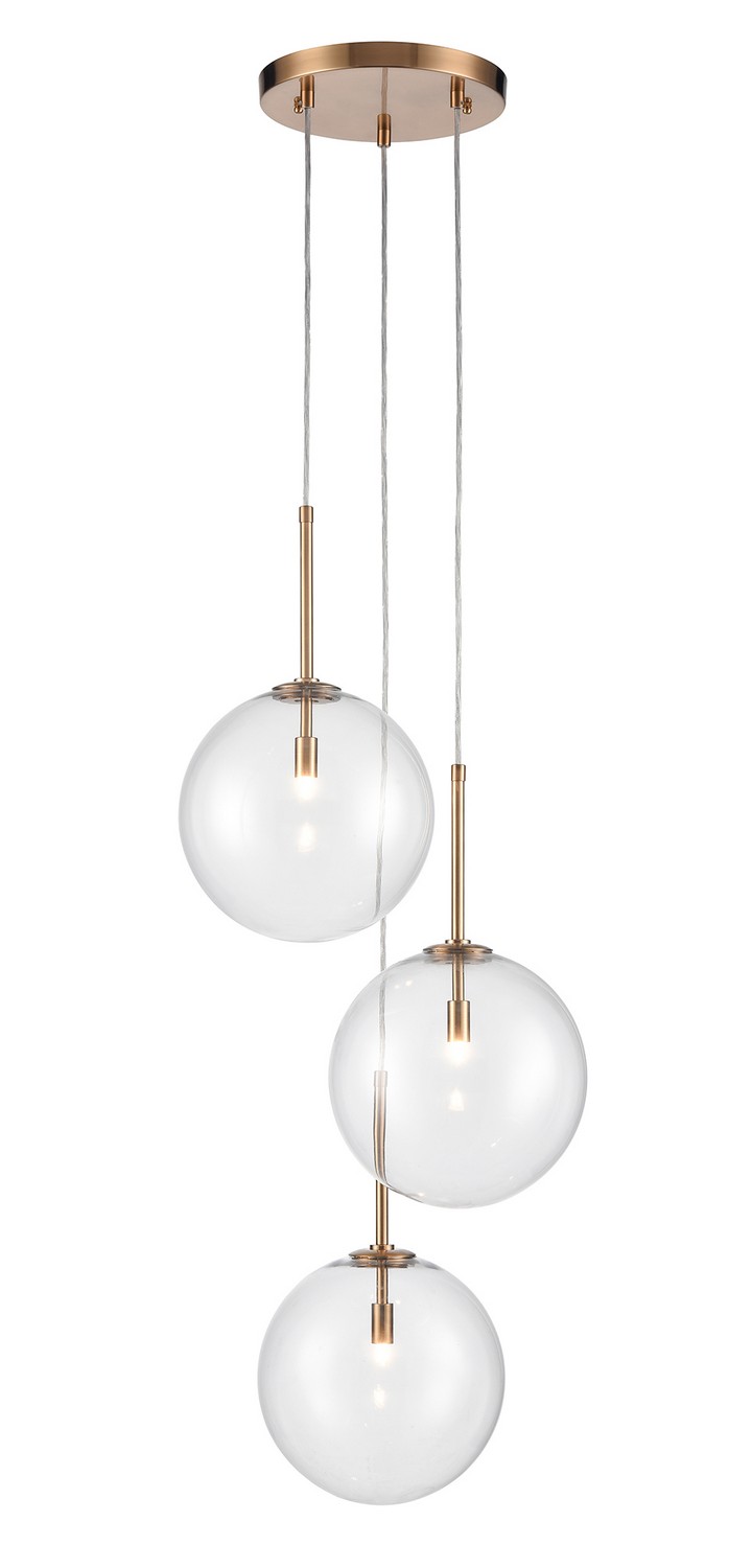 Aged Brass Three Light Pendant from the Delilah Collection