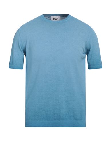 Alpha Studio Man Sweater Azure Size 38 Cotton
