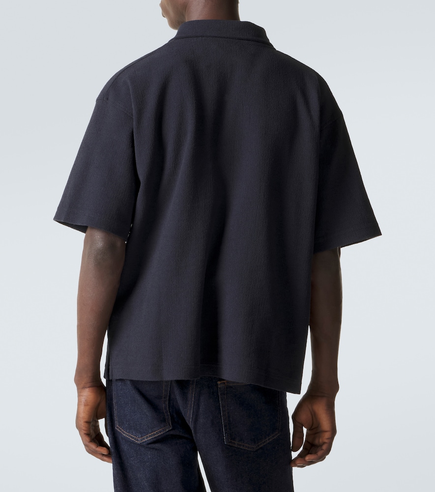 Textured cotton-blend polo shirt
