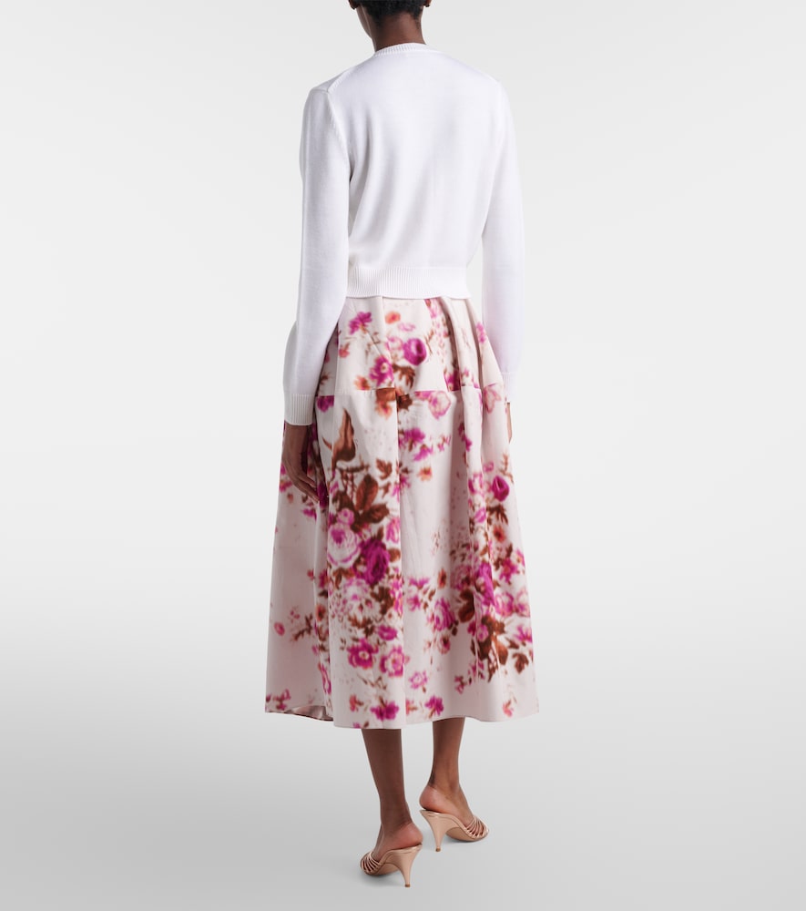 Floral cotton poplin midi skirt