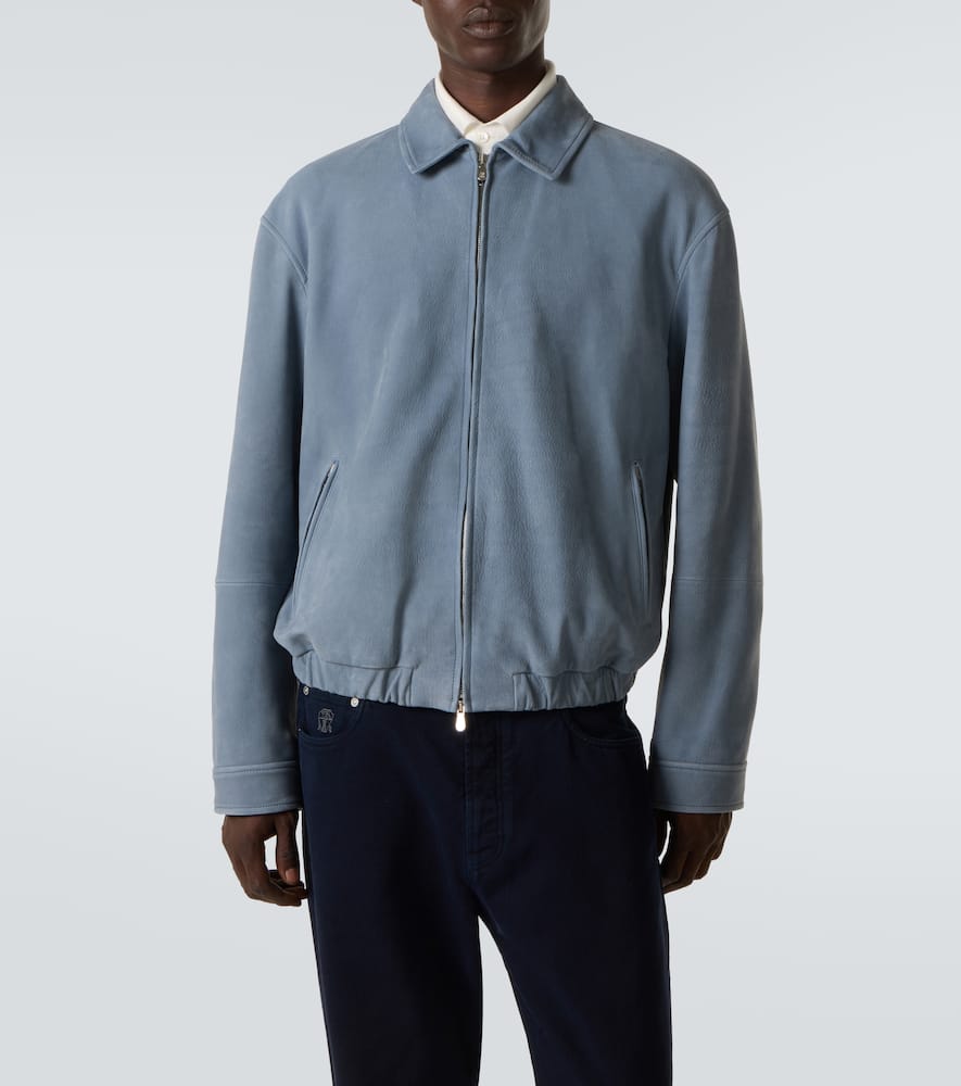 Leather blouson jacket