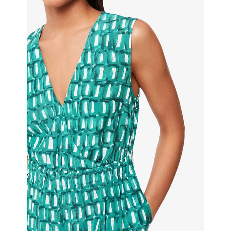 Womens Linked Smudge Graphic-print Woven Jumpsuit