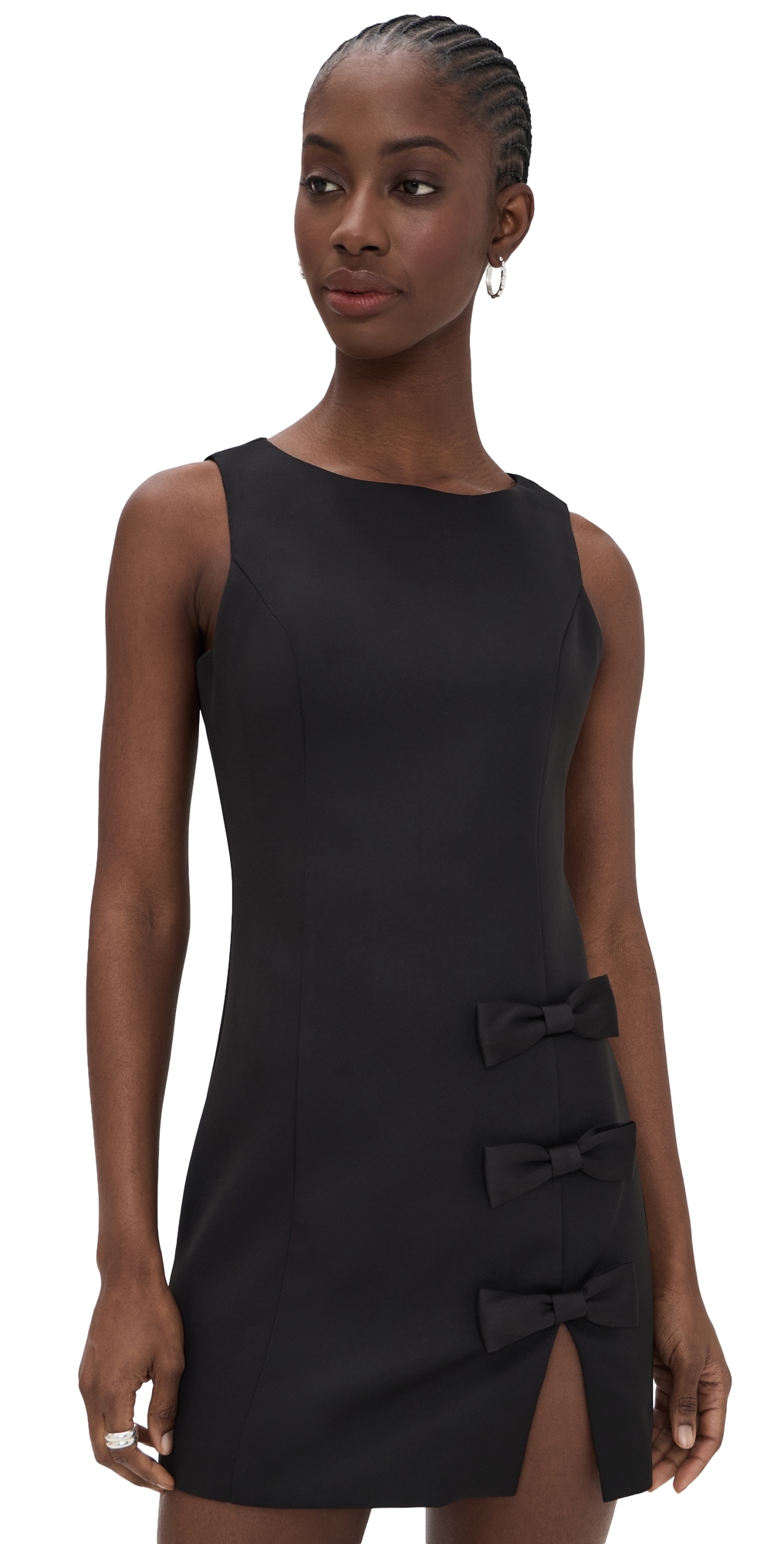 Bow Slit Mini Dress Black