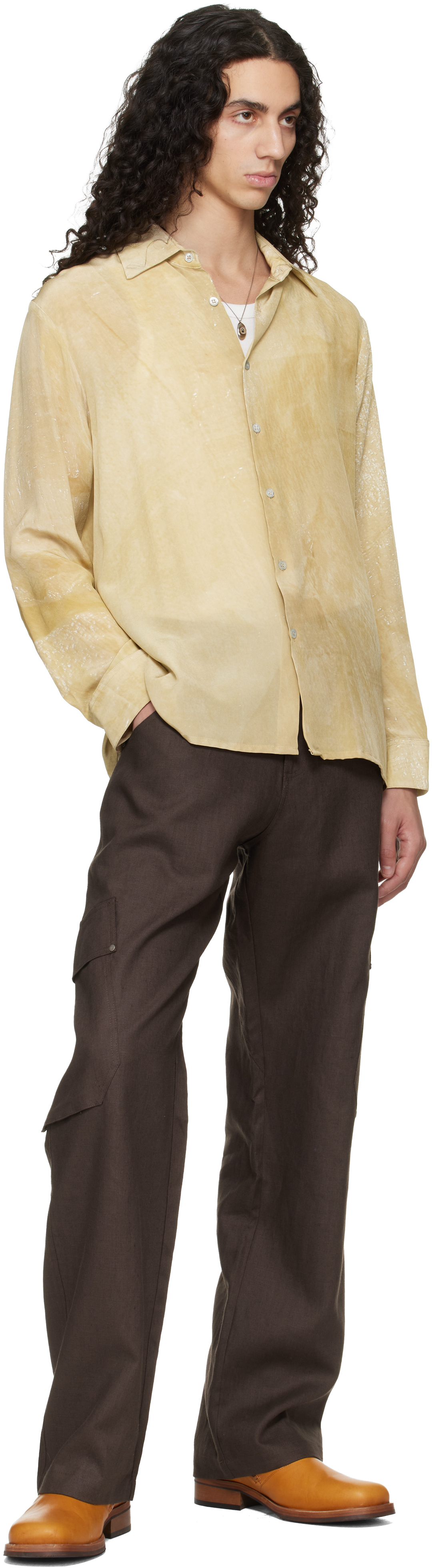 Beige Tarp Silk Shirt