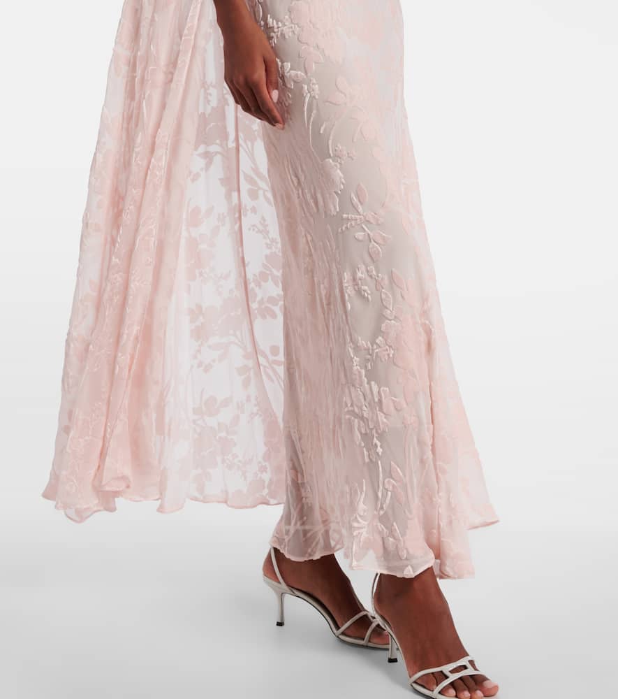 Caped velvet devoré gown