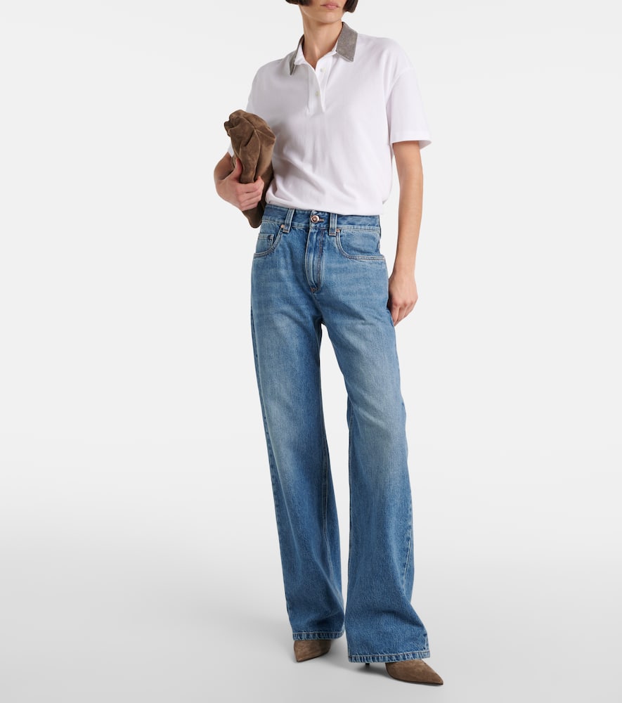 Mid-rise wide-leg jeans