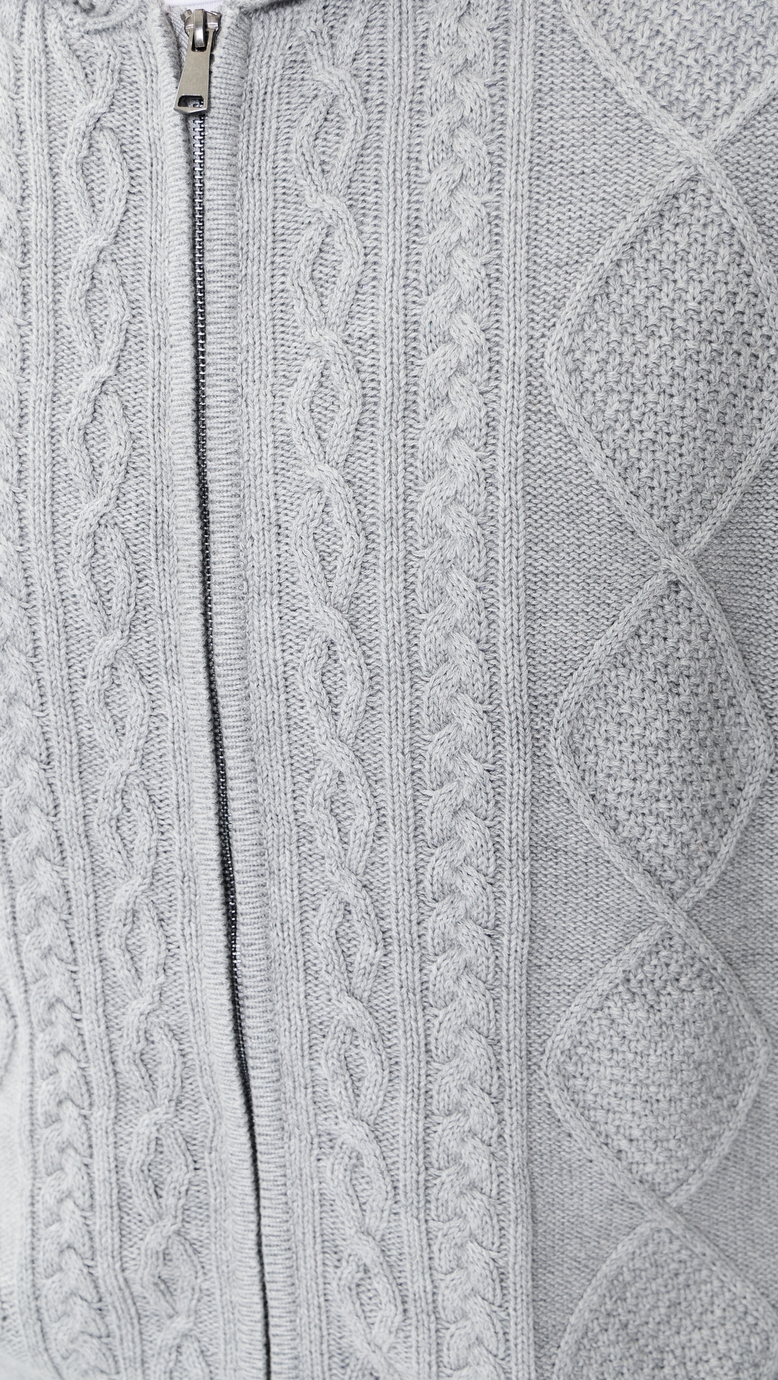 Liam Cable Knit Zip-Up Cardigan Heather Grey