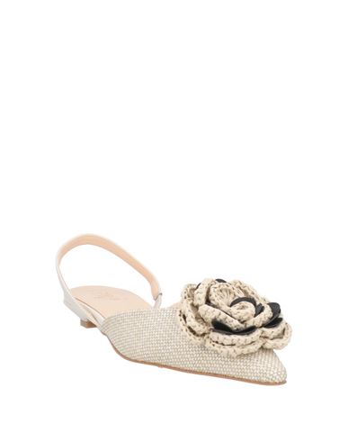 Ovyé Woman Ballet flats Beige Size 10 Leather, Textile fibers