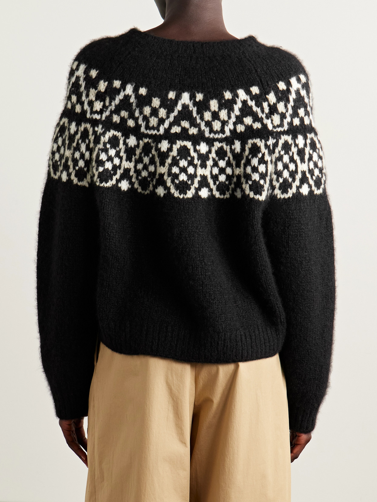Chrissy Fair Isle Jacquard-knit Cashmere And Silk-blend Sweater - Black