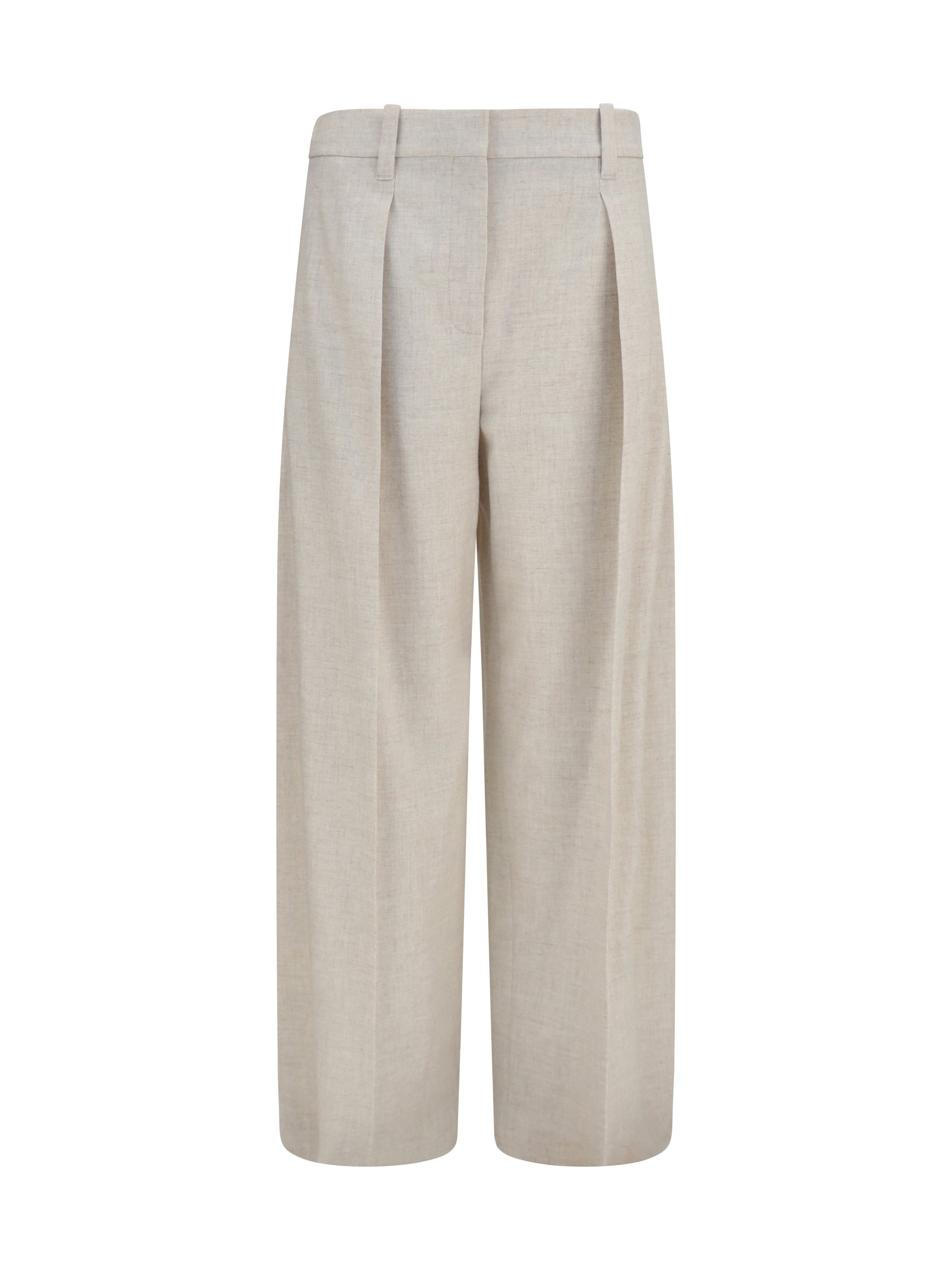 Wool and Cashmere Tailored Trousers — Beige