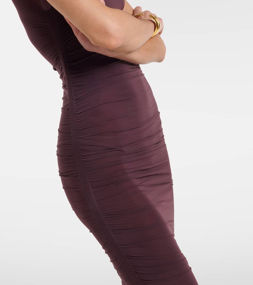 Ruched sheer midi dress