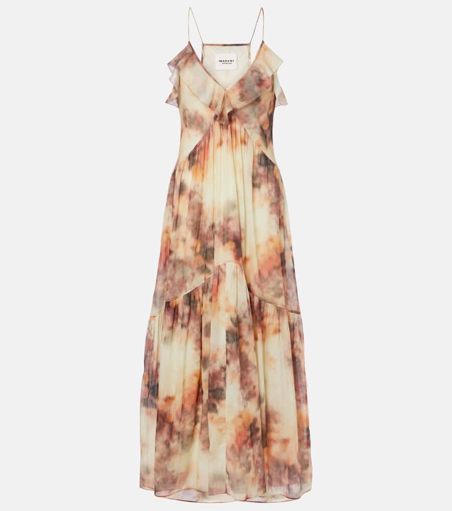Printed cotton midi dress