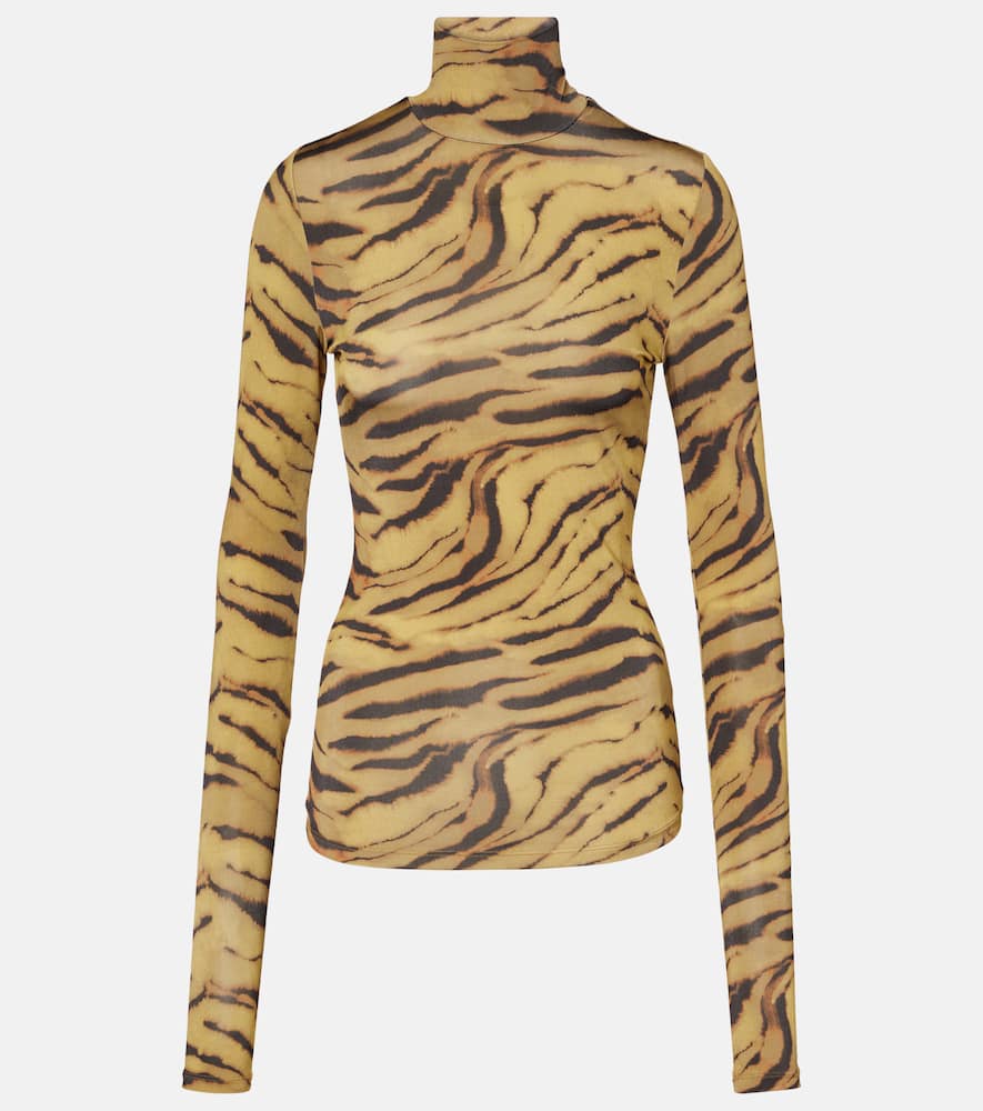 Tiger-print jersey top