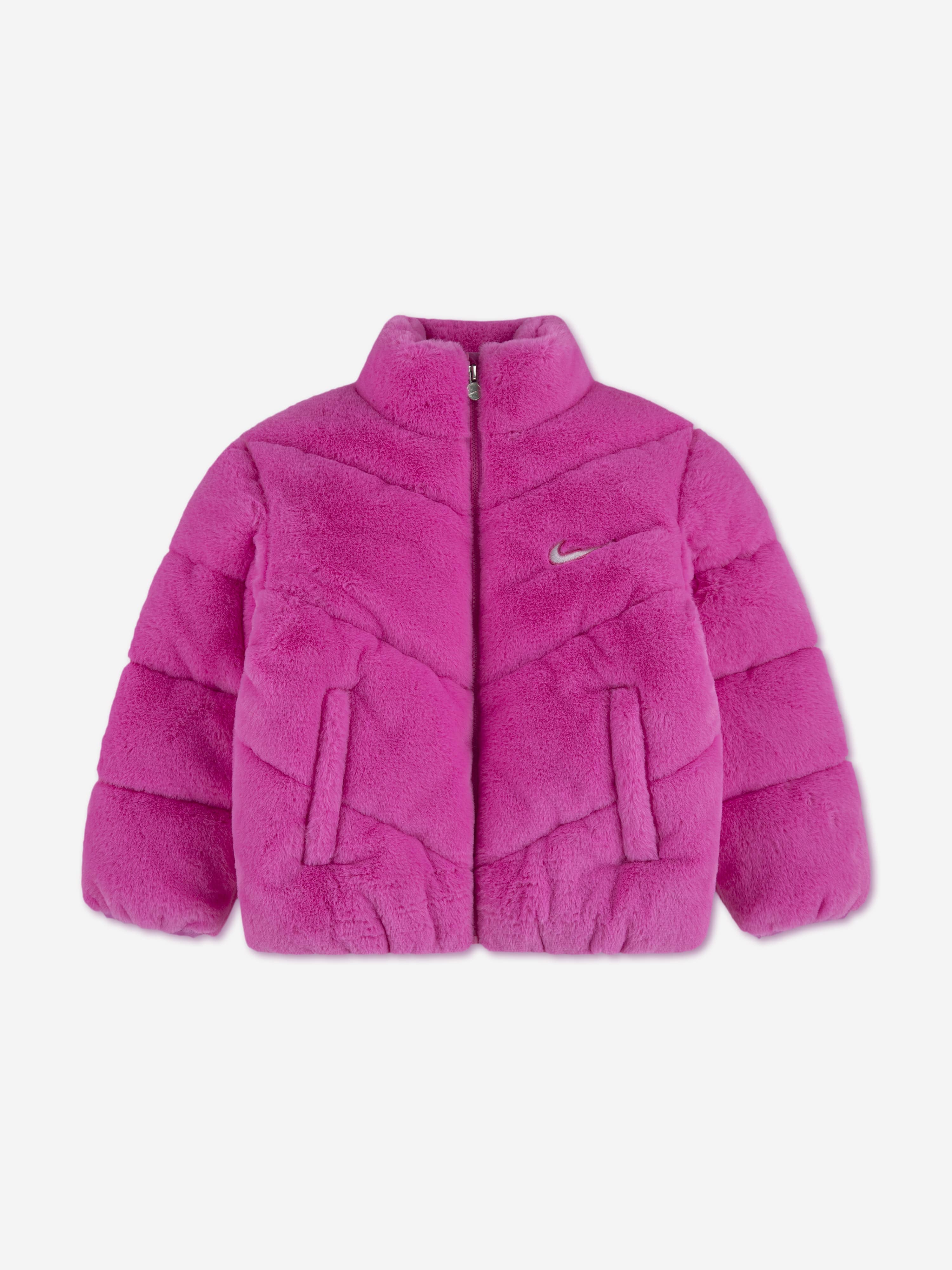 Girls Quilted Faux Fur Jacket in Pink 6 Years By Childsplay Clothing