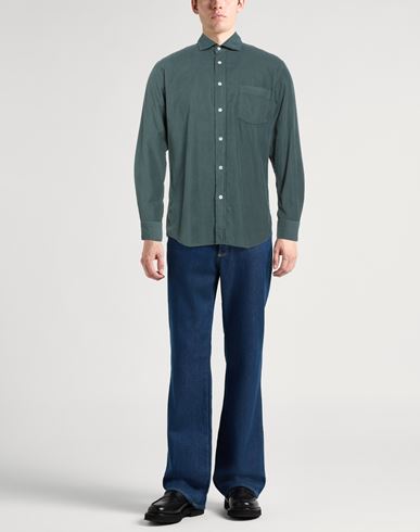 Man Shirt Dark green Size S Cotton