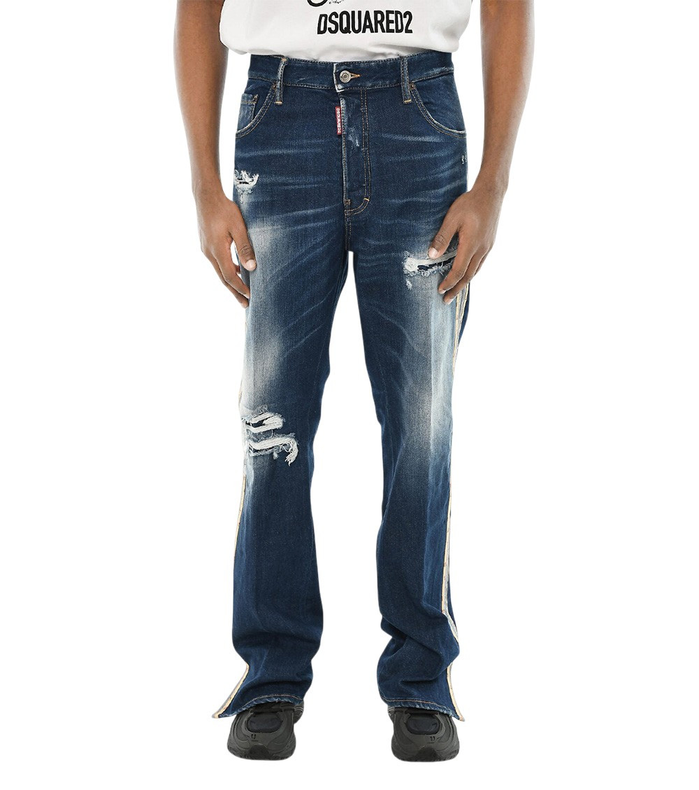 Navy Blue Distressed Jeans