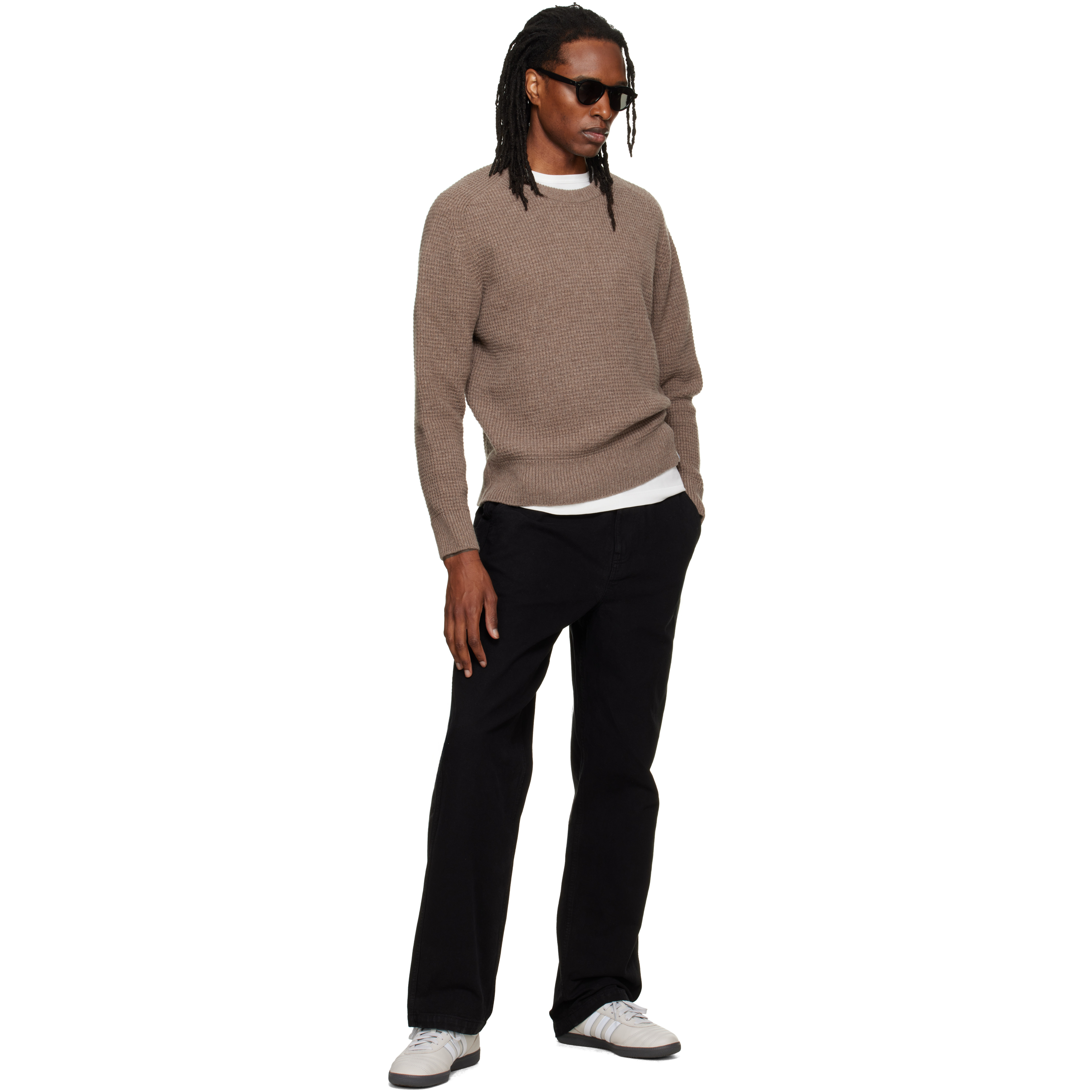 Black Cotton Canvas Straight Leg Trousers