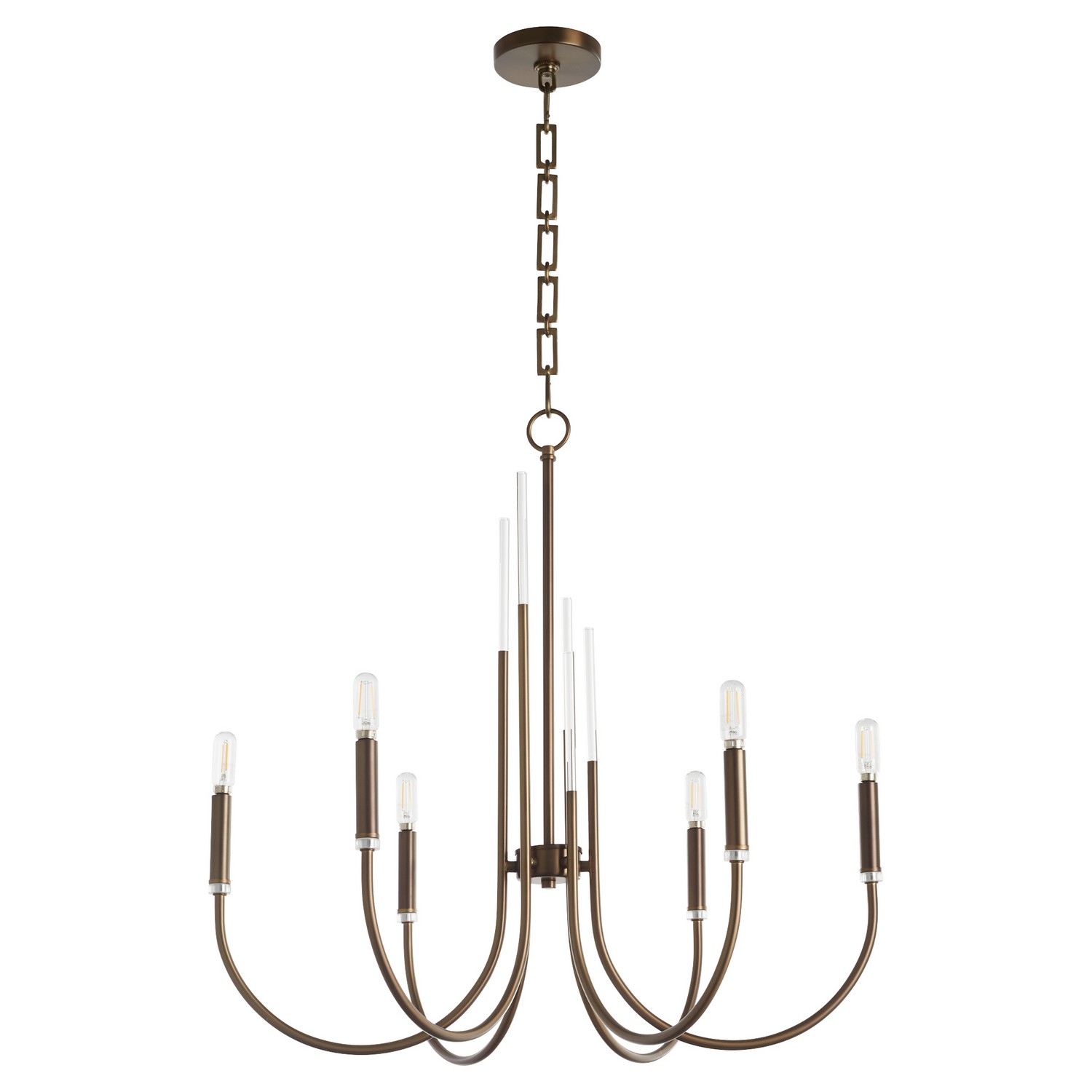 Dark Brass Six Light Chandelier from the SUMMIT Collection