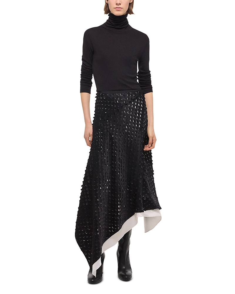Hole-punched scarf hem skirt - Black