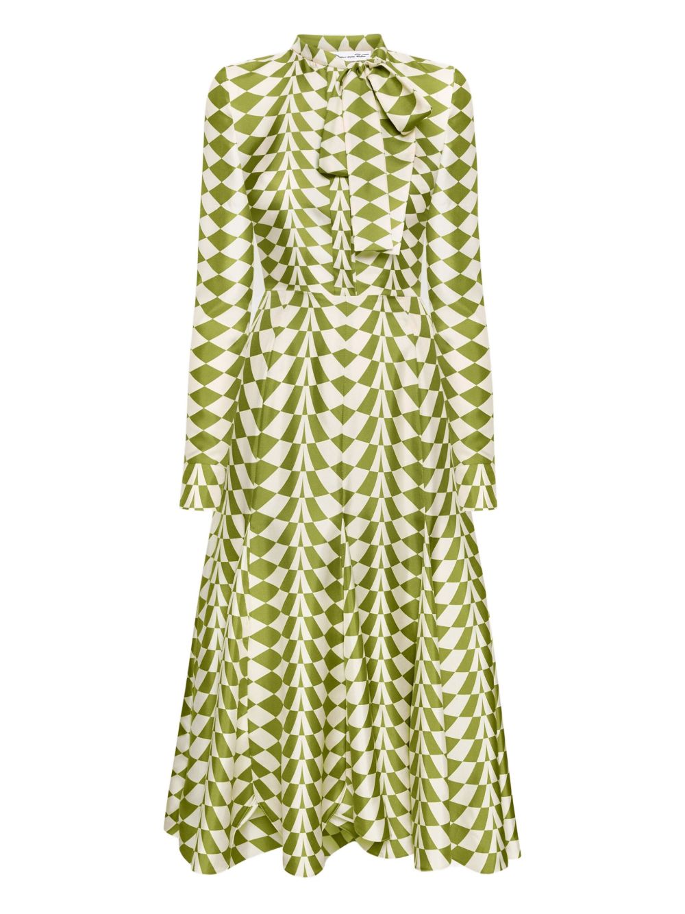 Geometric-print midi dress - White